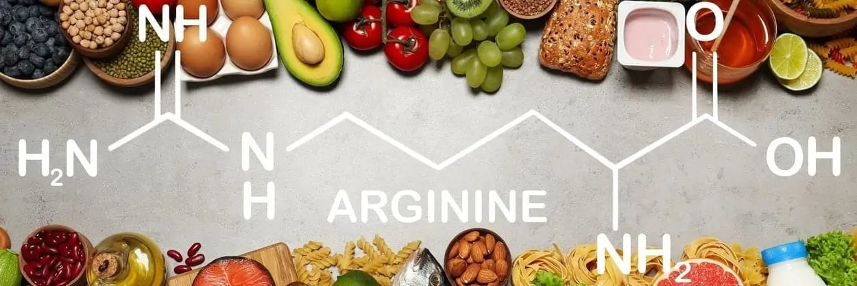 V&aacute;rios produtos alimentares que cont&ecirc;m L-arginina
