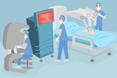 Vektorbild der chirurgischen Entfernung eines Hodentumors in der Klinik
