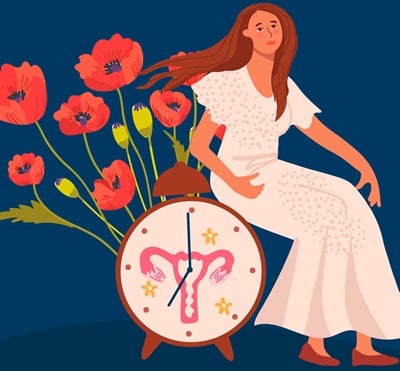 Eine Frauenfigur, die die Menopause repr&auml;sentiert